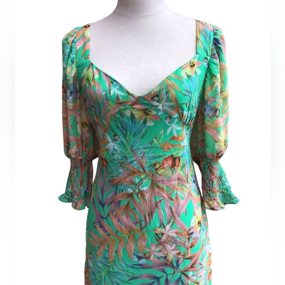 Luxxel Green Tropical Open Back Maxi Dress Women’s Size Large - Picture 4 of 8